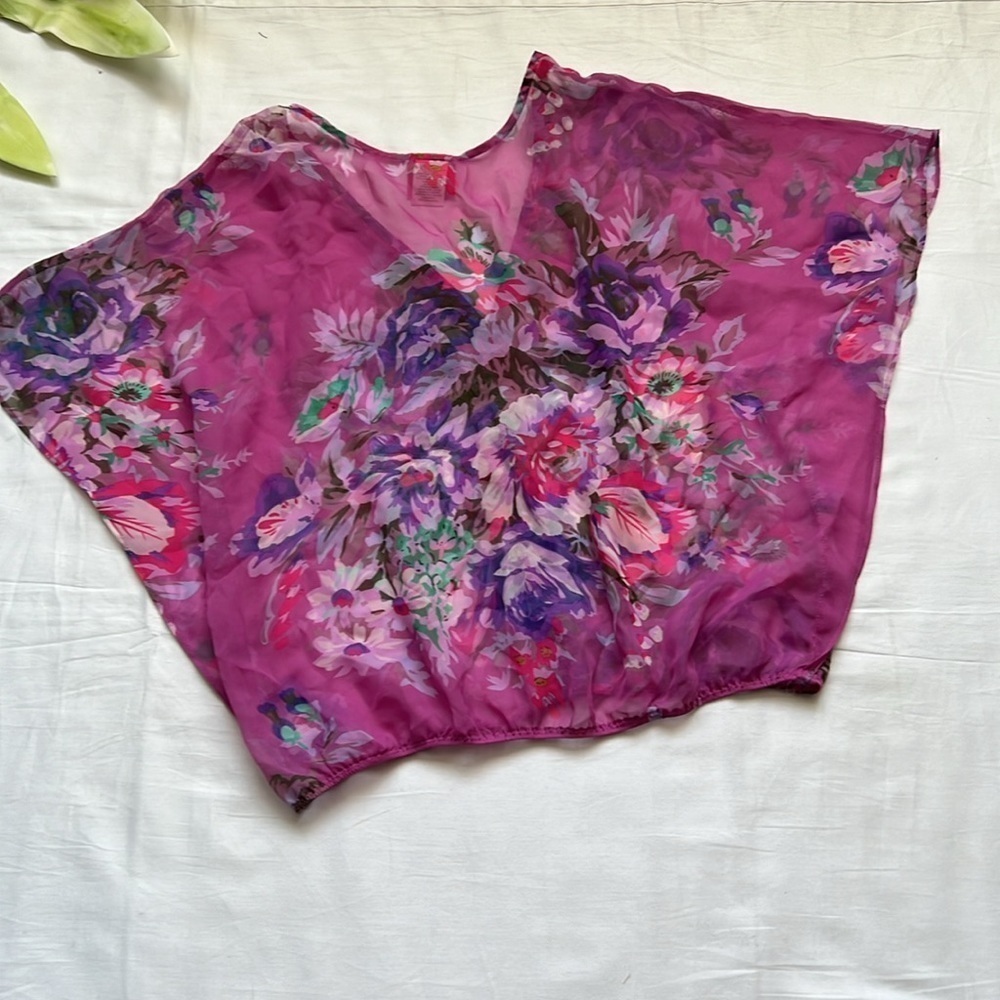 Free People Floral Embellished Sequins V-Neck Sheer Kimono Top - Picture 7 of 10